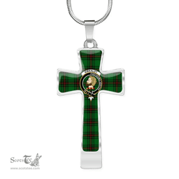 Scottish Kirkaldy (Of Grange) Clan Tartan Cross Necklace - Crest Classic Scottish Plaid Tartan Plaid
