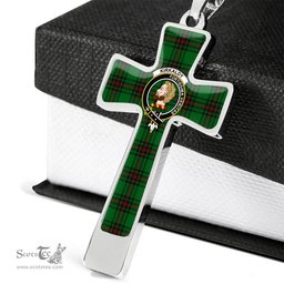 Scottish Kirkaldy (Of Grange) Clan Tartan Cross Necklace - Crest Classic Scottish Plaid Tartan Plaid