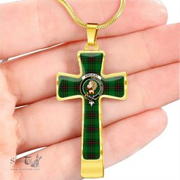 Scottish Kirkaldy (Of Grange) Clan Tartan Cross Necklace - Crest Classic Scottish Plaid Tartan Plaid
