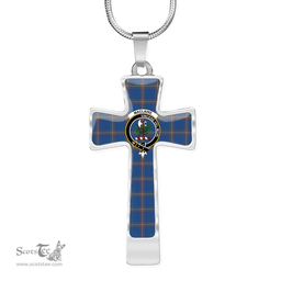 Scottish Maclaine (Of Lochbuie) Clan Tartan Cross Necklace - Crest Classic Scottish Plaid Tartan Plaid