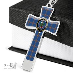 Scottish Maclaine (Of Lochbuie) Clan Tartan Cross Necklace - Crest Classic Scottish Plaid Tartan Plaid
