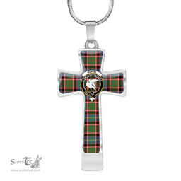 Scottish Norvel (Or Norvill) Clan Tartan Cross Necklace - Crest Classic Scottish Plaid Tartan Plaid
