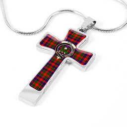 Scottish Gow (Of Skeoch) Clan Tartan Cross Necklace - Crest Classic Scottish Plaid Tartan Plaid