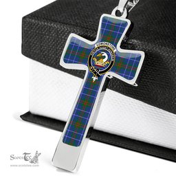 Scottish Edmonstone (Of Duntreath) Clan Tartan Cross Necklace - Crest Classic Scottish Plaid Tartan Plaid