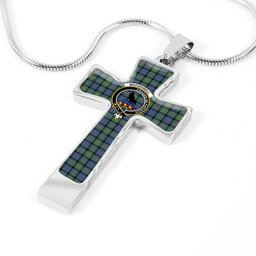 Scottish Macdonell (Of Glengarry) Clan Tartan Cross Necklace - Crest Classic Scottish Plaid Tartan Plaid