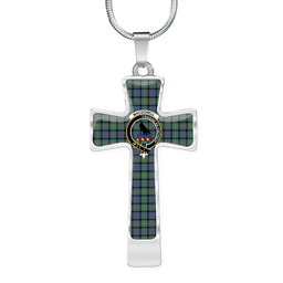 Scottish Macdonell (Of Glengarry) Clan Tartan Cross Necklace - Crest Classic Scottish Plaid Tartan Plaid
