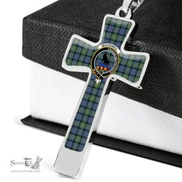 Scottish Macdonell (Of Glengarry) Clan Tartan Cross Necklace - Crest Classic Scottish Plaid Tartan Plaid