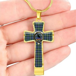 Scottish Macdonell (Of Glengarry) Clan Tartan Cross Necklace - Crest Classic Scottish Plaid Tartan Plaid