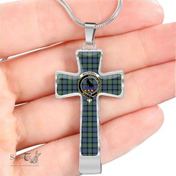 Scottish Macdonell (Of Glengarry) Clan Tartan Cross Necklace - Crest Classic Scottish Plaid Tartan Plaid