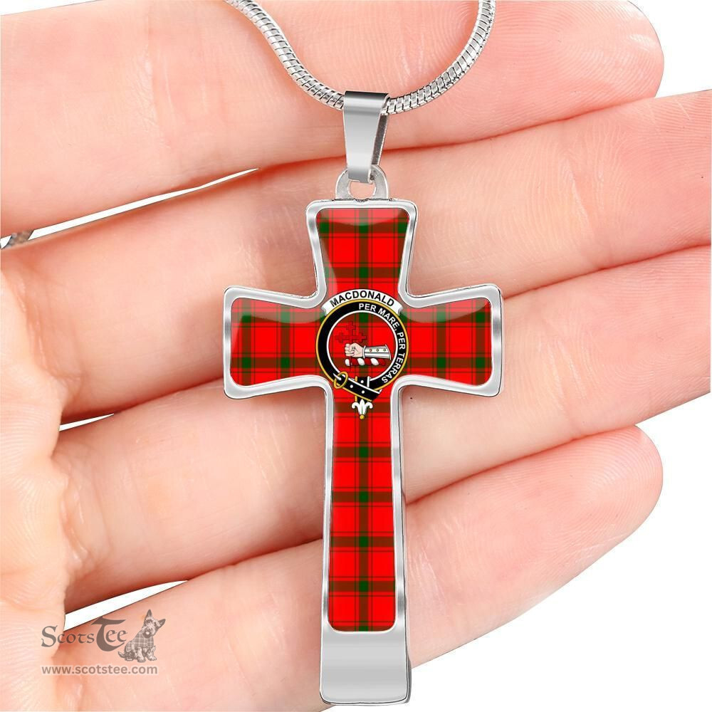 Scottish Macdonald (Of Sleat) Clan Tartan Cross Necklace - Crest Classic Scottish Plaid Tartan Plaid
