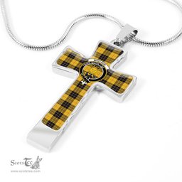 Scottish Macleod (Of Lewis) Clan Tartan Cross Necklace - Crest Classic Scottish Plaid Tartan Plaid