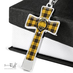 Scottish Macleod (Of Lewis) Clan Tartan Cross Necklace - Crest Classic Scottish Plaid Tartan Plaid