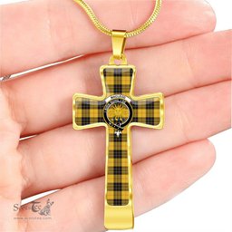 Scottish Macleod (Of Lewis) Clan Tartan Cross Necklace - Crest Classic Scottish Plaid Tartan Plaid