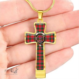 Scottish Dalzell Clan Tartan Cross Necklace - Crest Classic Scottish Plaid Tartan Plaid