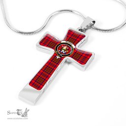 Scottish Murray (Of Dysart) Clan Tartan Cross Necklace - Crest Classic Scottish Plaid Tartan Plaid
