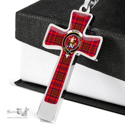 Scottish Murray (Of Dysart) Clan Tartan Cross Necklace - Crest Classic Scottish Plaid Tartan Plaid