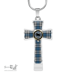Scottish Nesbitt (Or Nisbet) Clan Tartan Cross Necklace - Crest Classic Scottish Plaid Tartan Plaid