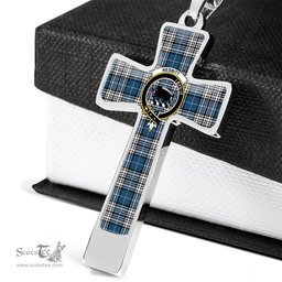 Scottish Nesbitt (Or Nisbet) Clan Tartan Cross Necklace - Crest Classic Scottish Plaid Tartan Plaid