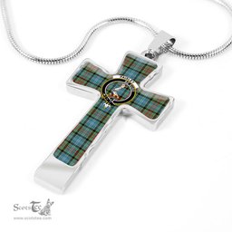 Scottish Paisley (Or Pasley) Clan Tartan Cross Necklace - Crest Classic Scottish Plaid Tartan Plaid