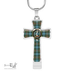 Scottish Paisley (Or Pasley) Clan Tartan Cross Necklace - Crest Classic Scottish Plaid Tartan Plaid