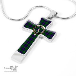 Scottish Shaw (Of Tordarroch) Clan Tartan Cross Necklace - Crest Classic Scottish Plaid Tartan Plaid