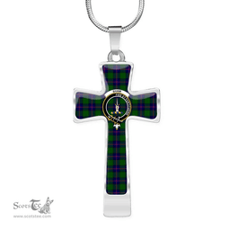 Scottish Shaw (Of Tordarroch) Clan Tartan Cross Necklace - Crest Classic Scottish Plaid Tartan Plaid