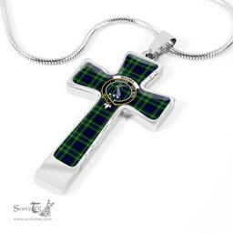 Scottish Macneil (Of Colonsay) Clan Tartan Cross Necklace - Crest Classic Scottish Plaid Tartan Plaid