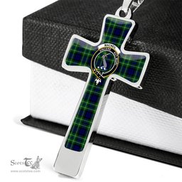 Scottish Macneil (Of Colonsay) Clan Tartan Cross Necklace - Crest Classic Scottish Plaid Tartan Plaid