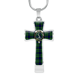 Scottish Macneil (Of Colonsay) Clan Tartan Cross Necklace - Crest Classic Scottish Plaid Tartan Plaid