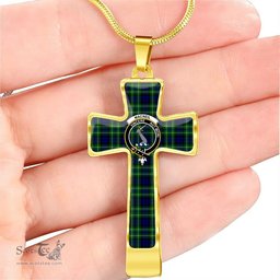 Scottish Macneil (Of Colonsay) Clan Tartan Cross Necklace - Crest Classic Scottish Plaid Tartan Plaid