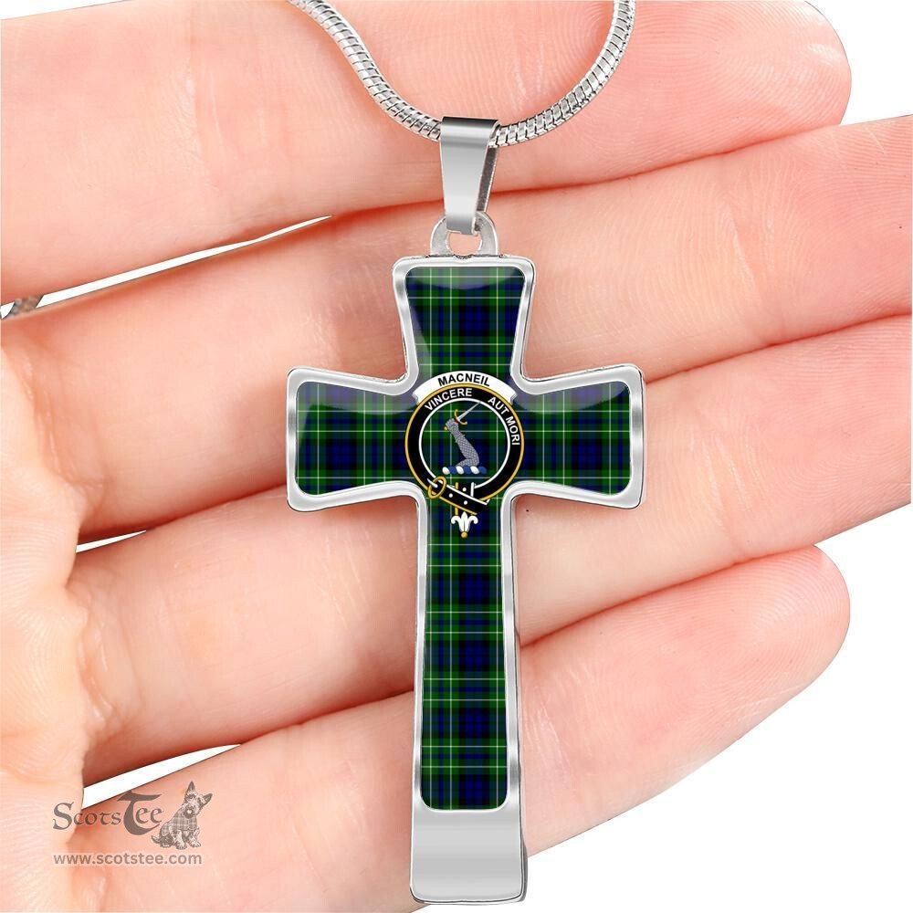 Scottish Macneil (Of Colonsay) Clan Tartan Cross Necklace - Crest Classic Scottish Plaid Tartan Plaid