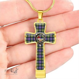 Scottish Macdonald (Clan Donald) Clan Tartan Cross Necklace - Crest Classic Scottish Plaid Tartan Plaid