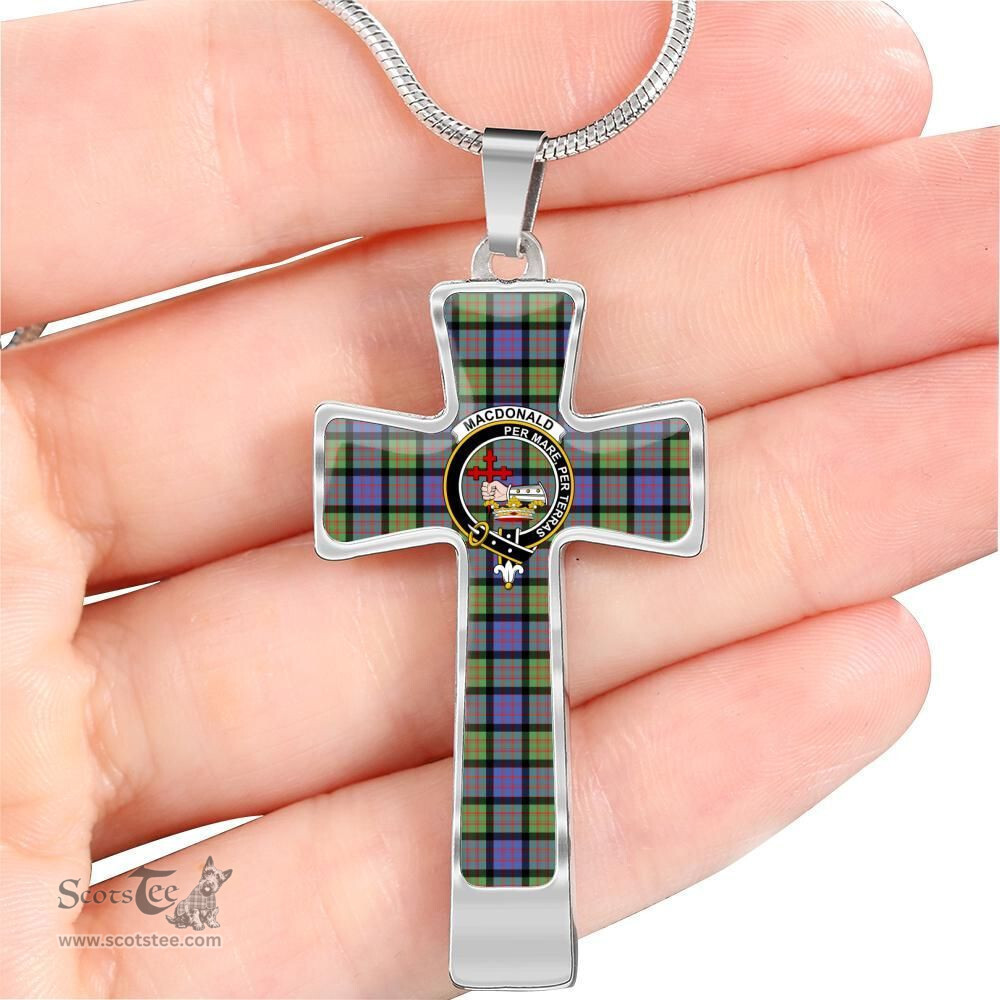 Scottish Macdonald (Clan Donald) Clan Tartan Cross Necklace - Crest Classic Scottish Plaid Tartan Plaid