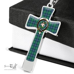 Scottish Shaw (Of Sauchie) Clan Tartan Cross Necklace - Crest Classic Scottish Plaid Tartan Plaid