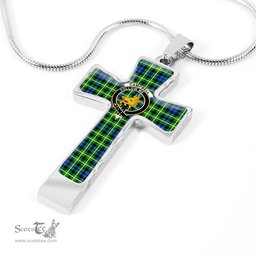Scottish Campbell (Of Breadalbane) Clan Tartan Cross Necklace - Crest Classic Scottish Plaid Tartan Plaid