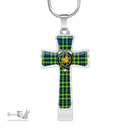 Scottish Campbell (Of Breadalbane) Clan Tartan Cross Necklace - Crest Classic Scottish Plaid Tartan Plaid