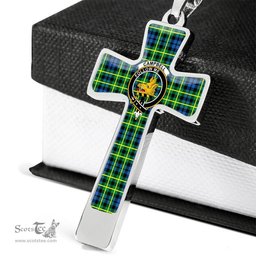 Scottish Campbell (Of Breadalbane) Clan Tartan Cross Necklace - Crest Classic Scottish Plaid Tartan Plaid