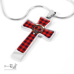 Scottish Fraser (Of Lovat) Clan Tartan Cross Necklace - Crest Classic Scottish Plaid Tartan Plaid