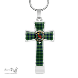 Scottish Spottiswood Clan Tartan Cross Necklace - Crest Classic Scottish Plaid Tartan Plaid