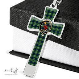 Scottish Spottiswood Clan Tartan Cross Necklace - Crest Classic Scottish Plaid Tartan Plaid