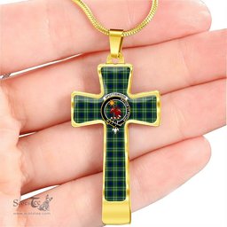 Scottish Spottiswood Clan Tartan Cross Necklace - Crest Classic Scottish Plaid Tartan Plaid