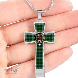 Scottish Spottiswood Clan Tartan Cross Necklace - Crest Classic Scottish Plaid Tartan Plaid