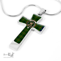 Scottish Lennox (Lennox Kincaid) Clan Tartan Cross Necklace - Crest Classic Scottish Plaid Tartan Plaid