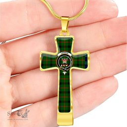Scottish Lennox (Lennox Kincaid) Clan Tartan Cross Necklace - Crest Classic Scottish Plaid Tartan Plaid