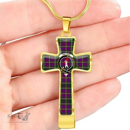 Scottish Tailyour (Or Taylor) Clan Tartan Cross Necklace - Crest Classic Scottish Plaid Tartan Plaid