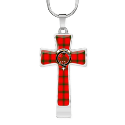 Scottish Darroch (Of Gourock) Clan Tartan Cross Necklace - Crest Classic Scottish Plaid Tartan Plaid