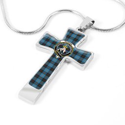Scottish Garden (Or Gardyne) Clan Tartan Cross Necklace - Crest Classic Scottish Plaid Tartan Plaid