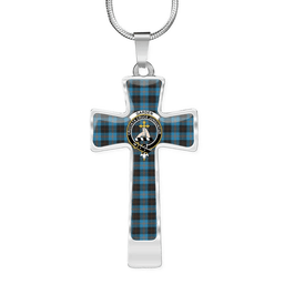 Scottish Garden (Or Gardyne) Clan Tartan Cross Necklace - Crest Classic Scottish Plaid Tartan Plaid