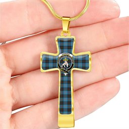 Scottish Garden (Or Gardyne) Clan Tartan Cross Necklace - Crest Classic Scottish Plaid Tartan Plaid