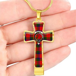 Scottish Macnicol (Of Scorrybreac) Clan Tartan Cross Necklace - Crest Classic Scottish Plaid Tartan Plaid